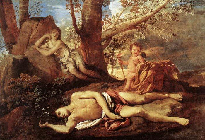 POUSSIN, Nicolas Echo and Narcissus oil painting picture